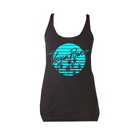 CLEARANCE - Vegan Power Co Palm Trees Black Tank Top