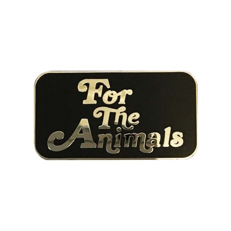 Vegan Power Co 'For The Animals' Broche en émail noir/or