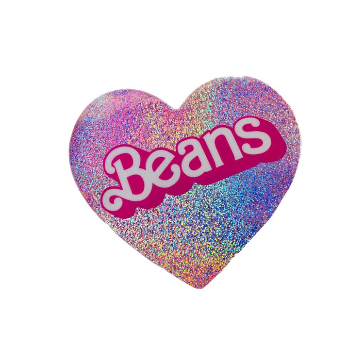 Vegan Power Co Barbie 'Beans' Glitter Coeur Sticker