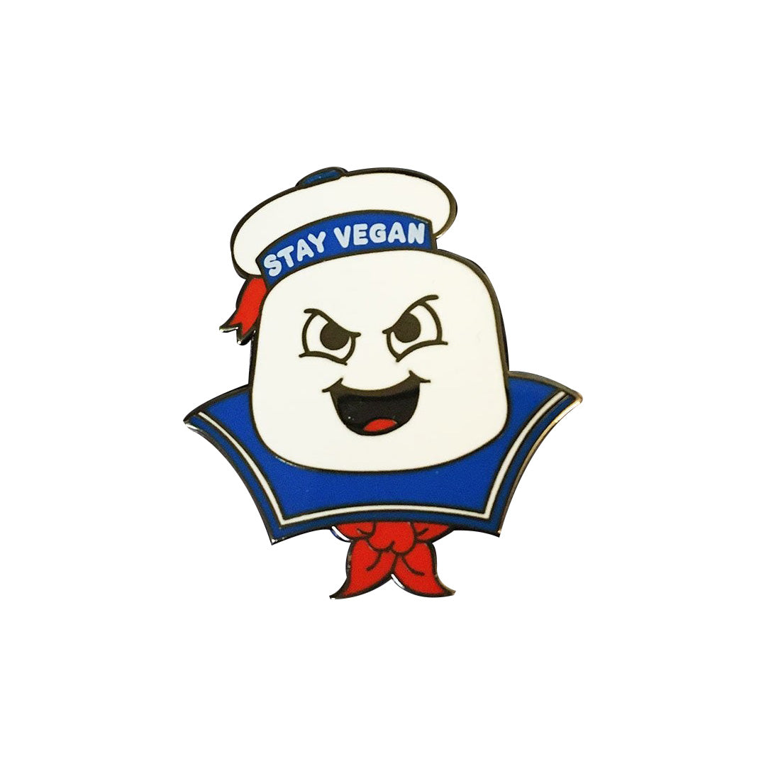 Vegan Power Co Marshmallow Man 'Stay Vegan' Broche en émail
