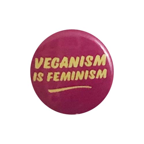 Herbivore Clothing Co 'Veganism Is Feminism' Yellow Pink Button - 1"