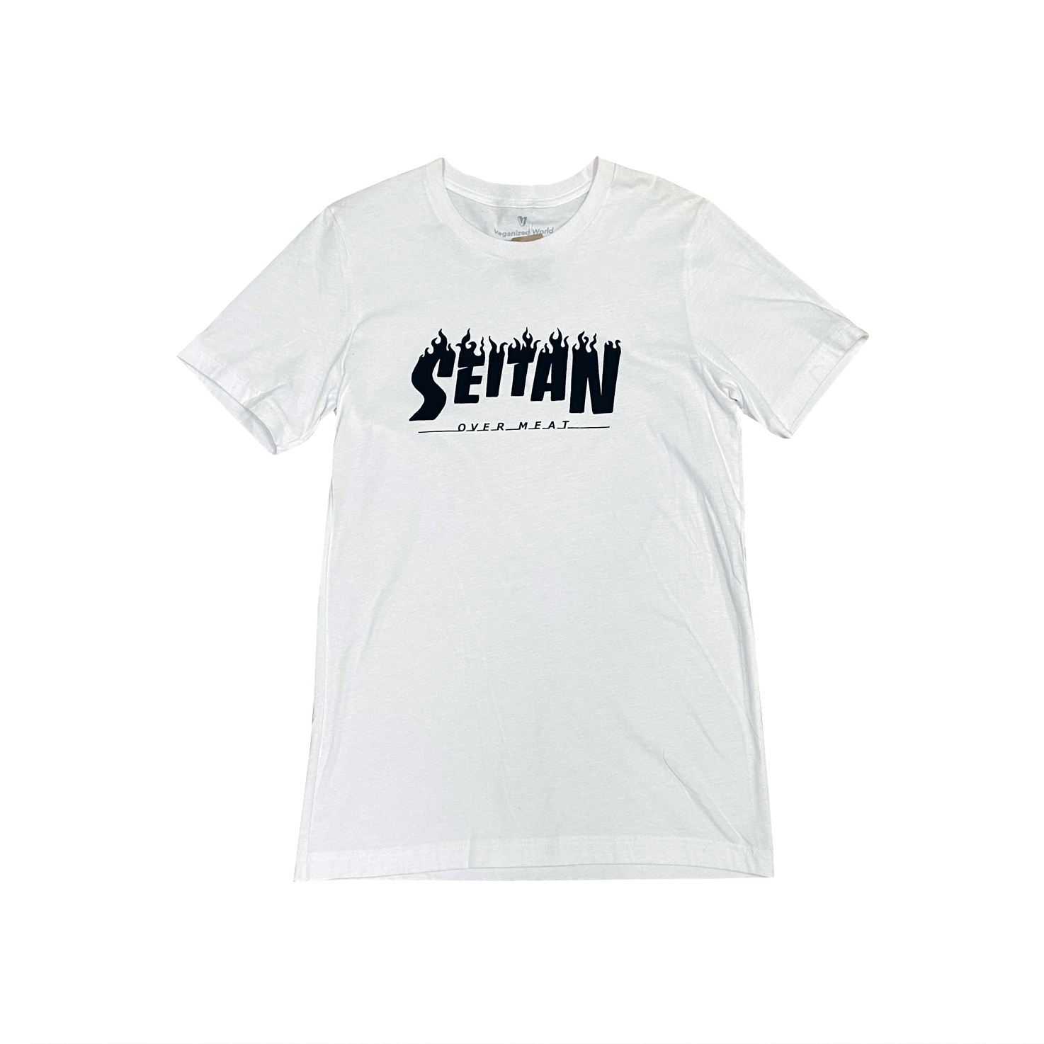 T-Shirt Veganized World 'Seitan Over Meat' - Blanc