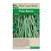 West Coast Seeds Fortex Filet Pole Bean Seeds - 25 seeds