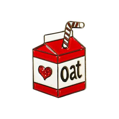 Vegan Power Co Red Oat Milk Enamel Pin
