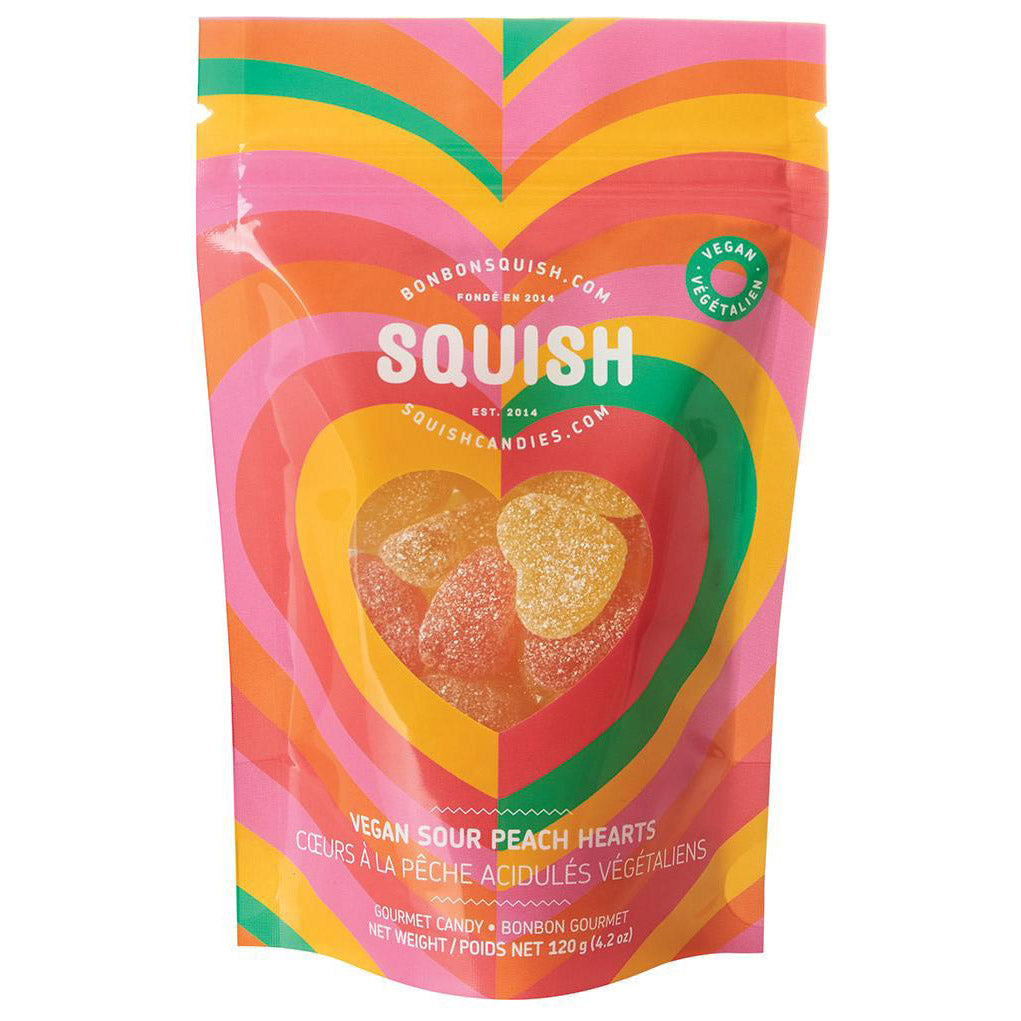Bonbons Squish Bonbons Sour Peach Hearts Gummies - 120g